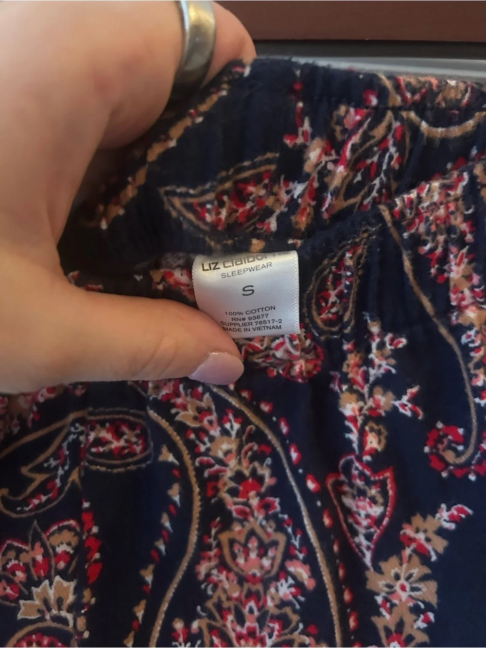 Liz Claiborne long sleeve paisley 2-piece pajama set